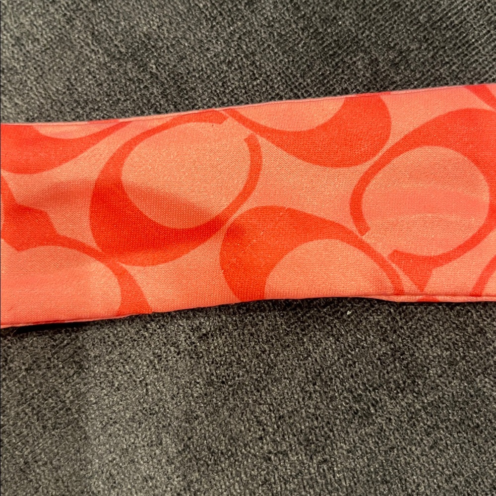 Coach Coral Logo & Polka Dot Silk Scarf Tie - Picture 4 of 5